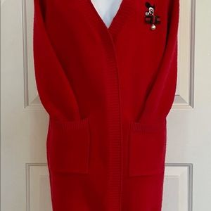 Mickey Mouse red knit long cardigan